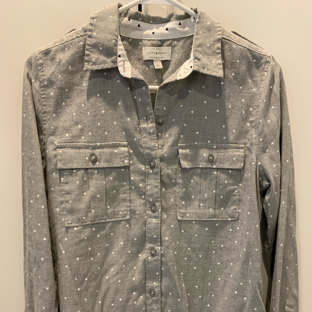 Lucky Brand Collard Shirt with Hearts